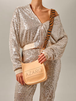 Сумка кожаная на плечо Azaro 30996 персик