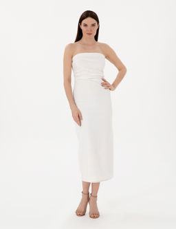 Beyaz Slim Fit Dokuma Elbise - Pierre cardin фото 3