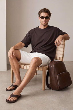 Kahverengi Premium Wardrobe Essentials D___k Omuz Regular Fit Basic _nterlok T-Shirt TMNSS26TS00010