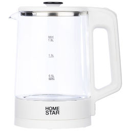 Чайник Homestar HS-1008 (1,8 л), стекло, белый 107009