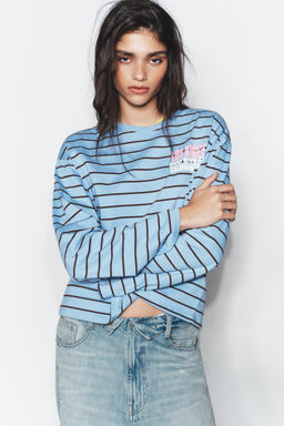STRIPED T-SHIRT WITH SLOGAN - Zara фото 11