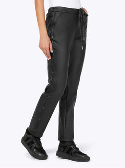 Брюки с иск. кожей, черные - Heine фото 5