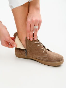 Босоногие ботинки 210.NATAbr.Серо-коричневая замша/Мех