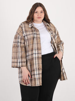 Рубашка со стразами больших размеров - Almond фото 2