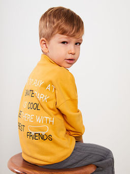 Dik Yaka Bask?l? Erkek Bebek Sweatshirt ve Pantolon 2li Tak?m - Waikiki фото 3