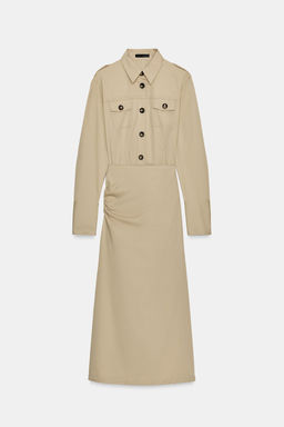 TWILL MIDI DRESS WITH TABS - Zara фото 7
