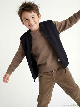 Bisiklet Yaka Fermuarl? Erkek ?ocuk Yelek