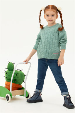 Мятный меланжевый свитер для девочки - U.s. polo assn фото 4