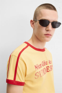 SLOGAN T-SHIRT WITH CONTRAST RIB - Zara фото 6