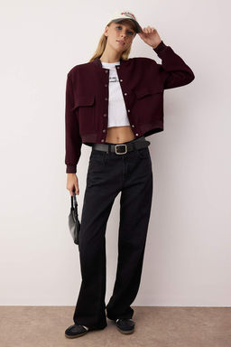 Siyah Premium Bomber Crop Dokuma Ceket TWOAW24CE00047 - Trendyolmilla фото 16