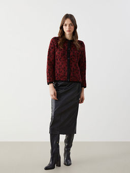 Bisiklet Yaka Leopar Desenli Kad?n Triko H?rka