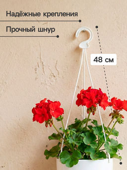 Цена за 8 шт. Подвес для кашпо «Ирис», h=48 см, пластиковый, белый