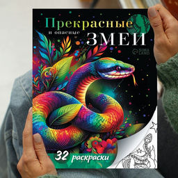 Цена за 2 шт. Раскраска Прекрасные и опасные змеи, 32 раскраски, А4 - Буква-Ленд фото 6