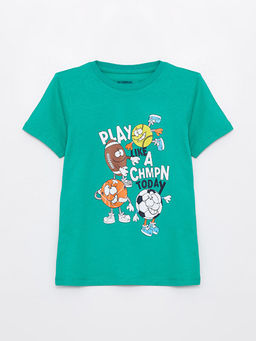 Bisiklet Yaka Bask?l? K?sa Kollu Erkek ?ocuk ?ortlu Pijama Tak?m? - Waikiki фото 2