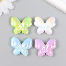 Цена за 4 шт. Бусина пластик для творчества Бабочка. Перламутр, 3.5 см, МИКС