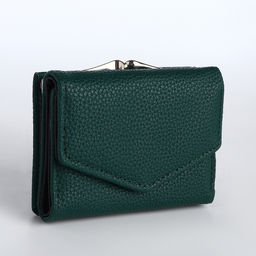 Кошелёк женский на кнопке 10.5×3.5×8.5 см, тёмно-зелёный