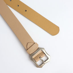 Ремень женский с винтом, 110×2.5 см, матовая классическая пряжка металл, бежевый