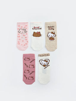 Hello Kitty Bask?l? K?z ?ocuk Patik ?orap 5li