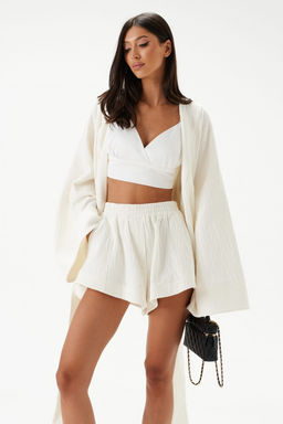 Кардиган Annete А2208 свободного кроя из хлопка белый  фото 2