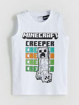 Bisiklet Yaka Minecraft Bask?l? Erkek ?ocuk Atlet