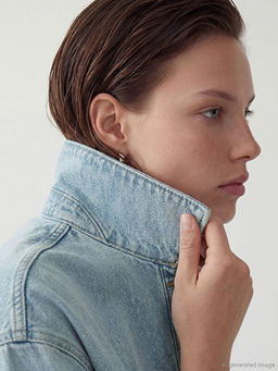 G?mlek Yaka Oversize Kad?n Jean Ceket