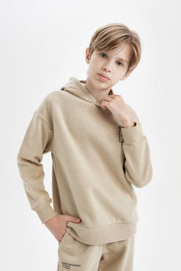 Толстовка оверсайз с капюшоном и принтом для мальчиков - Defacto фото 4