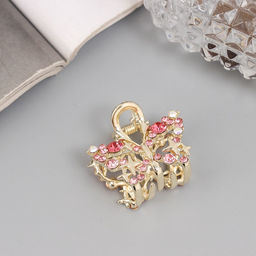 Цена за 6 шт. Крабик для волос «Селена галант», бабочка, 3 см, золото