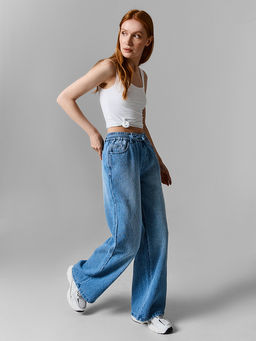 Джинсы женские wide leg синие