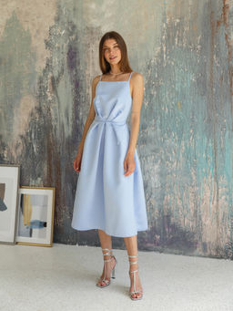 Платье пышное - юбка миди из атласа