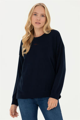 Женский темно-синий свитер с v-образным вырезом - U.s. polo assn фото 3