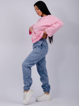 Джоггеры Мистерия 5, футер 3-х нитка начес - Малина фото 54