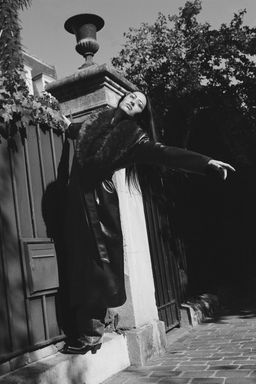 FAUX LEATHER COAT WITH DETACHABLE COLLAR