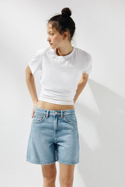 TRF MID-RISE DENIM BERMUDA SHORTS - Zara фото 11