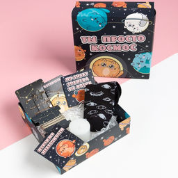 Набор подарочный KAFTAN «Ты просто космос», носки размер 23-25 см, свеча, открытки 2 шт., аксессуары