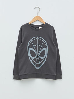 Bisiklet Yaka Spiderman Bask?l? Uzun Kollu Erkek ?ocuk Sweatshirt