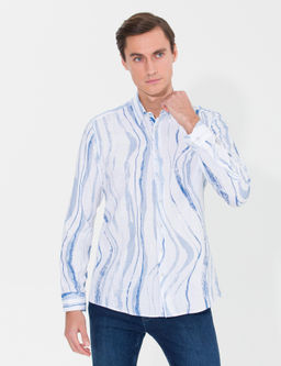 Голубая зауженная рубашка с длинным рукавом - Cacharel фото 3