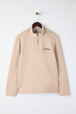 Bej Regular/Normal Kesim Dik Yaka Nak?sl? Ici Polarl? Sweatshirt TMNAW26SW00026 - Trendyolmilla фото 5