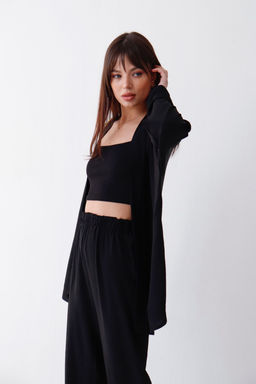 9192 Костюм из кимоно и брюк-палаццо чёрный - Martichelli фото 6