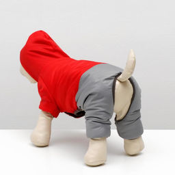 Комбинезон зимний для животных Дуэт, S (ДС 20-22, ОШ 26, ОТ 30-34 см), красно-серый - Simaland фото 3