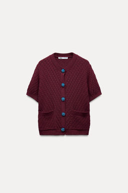 KNIT CARDIGAN WITH GEM BUTTON - Zara фото 7