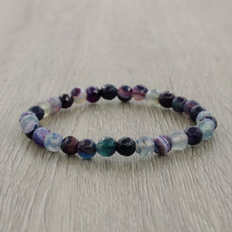 Браслет "Классика" 6мм из граненых шариков фиолетового агата "вены дракона"