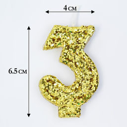Цена за 2 шт. Свеча в торт «Цифра 3», золотая, 5.5 см