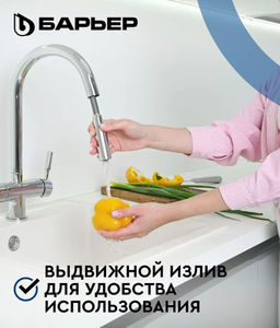 -44% Смеситель д.кухни с краном питьевой воды и выдвижным изливом SAFE FLEX-01АRSS