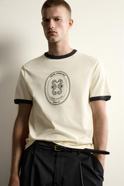 CAMISETA RIB CONTRASTE B?SICA / Crudo - Zara фото 6