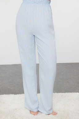 Ac?k Mavi Cizgili F?rf?r ve Kurdele/Fiyonk Detayl? Dokuma Pijama Tak?m? THMAW25PT00094 - Trendyolmilla фото 4