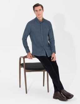 Темно-синие брюки узкого кроя из плотной ткани - Cacharel фото 8