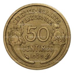 Монета 50 сантимов 1939 года Франция