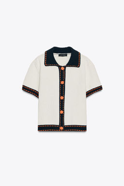 STITCHED KNIT CARDIGAN WITH SHORT SLEEVES - Zara фото 21