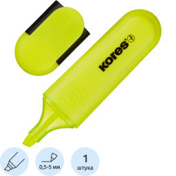 Маркер текстовыделитель Kores BRIGHT LINER PLUS, скош након, 0,5-5 мм, желт фото 2
