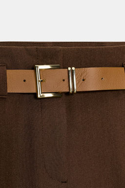 TROUSERS WITH TURN-UP CUFFS AND BELT - Zara фото 7